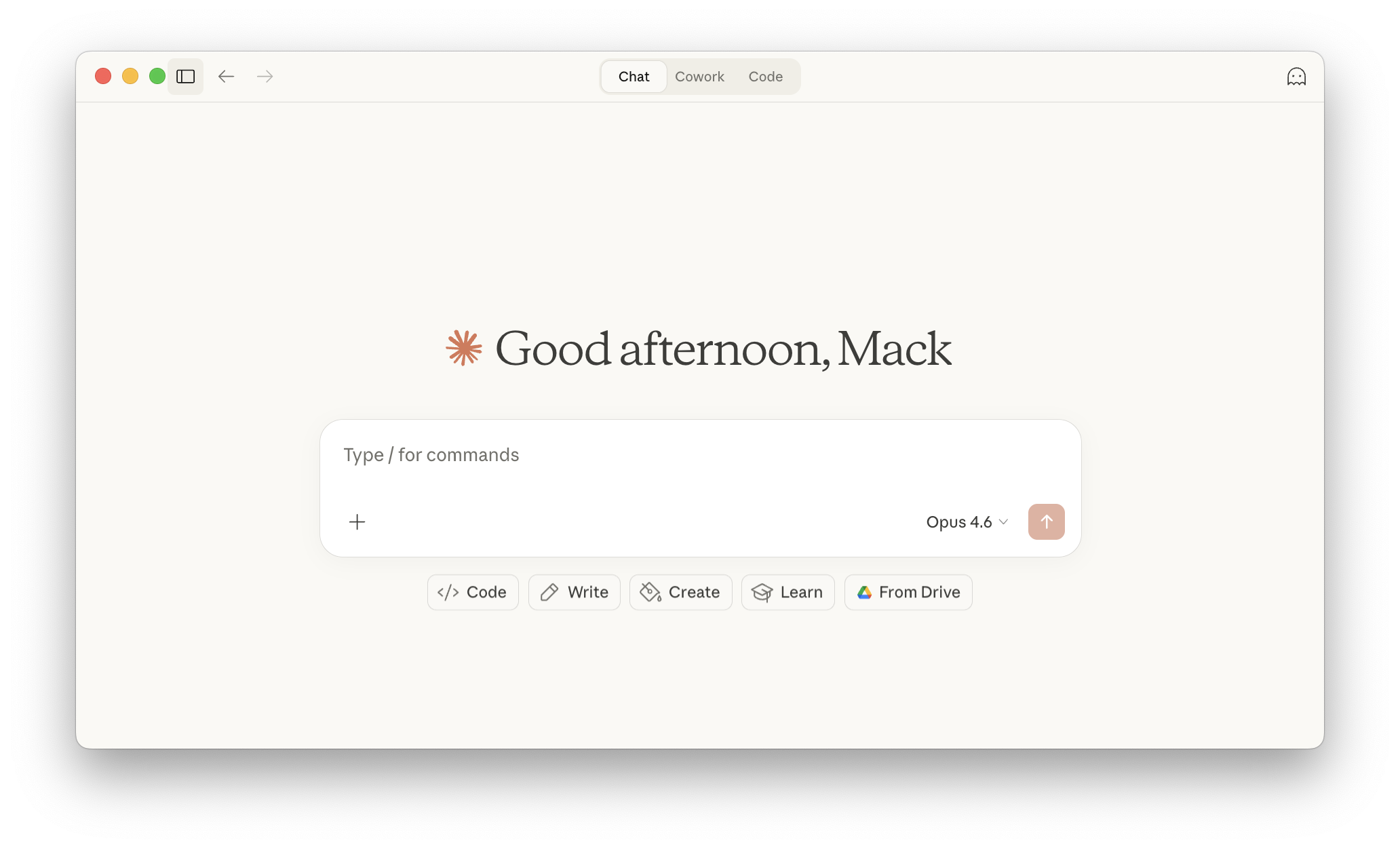 Claude Chat mode — desktop app interface