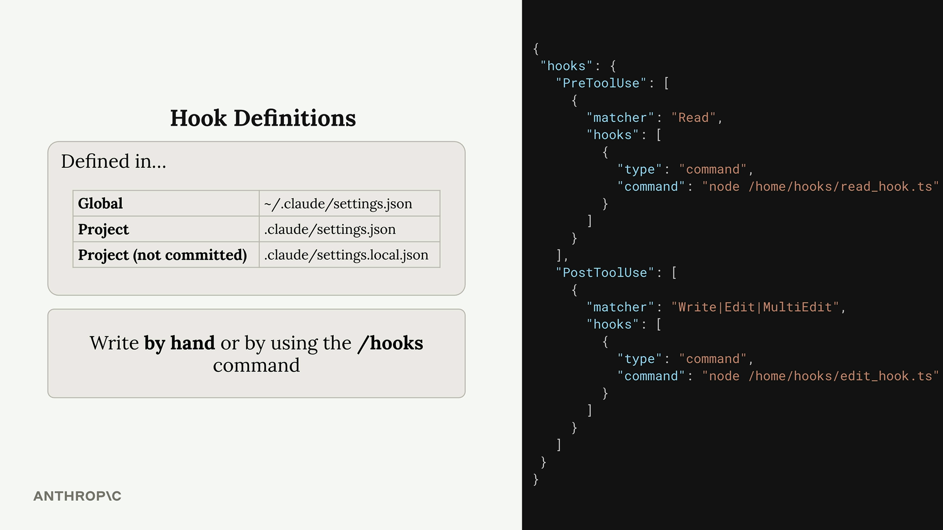 Claude Code içindeki /hooks komutu ekranı